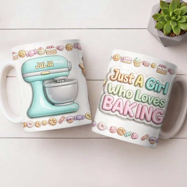 Just A Girl Who Loves Baking With Mixer And Cupcakes - Personalized Custom Coffee Mug - COOK030_MG