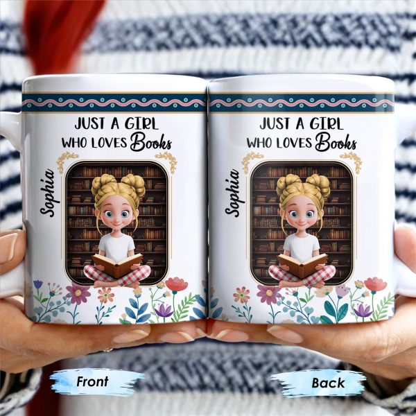 Just A Girl Who Loves Books With Floral Design - Personalized Custom Coffee Mug - BLV056_MG