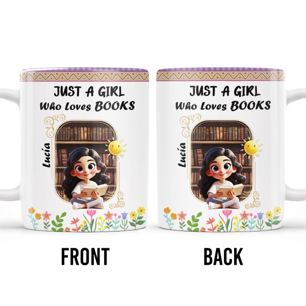 Just A Girl Who Loves Books With Flowers And Happy Sun Design - Personalized Custom Coffee Mug - DTG013_MG