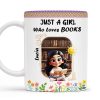 Just A Girl Who Loves Books With Flowers And Happy Sun Design - Personalized Custom Coffee Mug - DTG013_MG