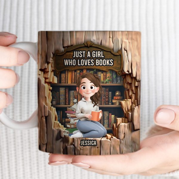 Just A Girl Who Loves Books-Wood Effect - Personalized Mug | CLB1