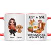 Just A Girl Who Loves Fall And Her Dogs Doll Woman Watercolor Cute Dogs Personalized Mug