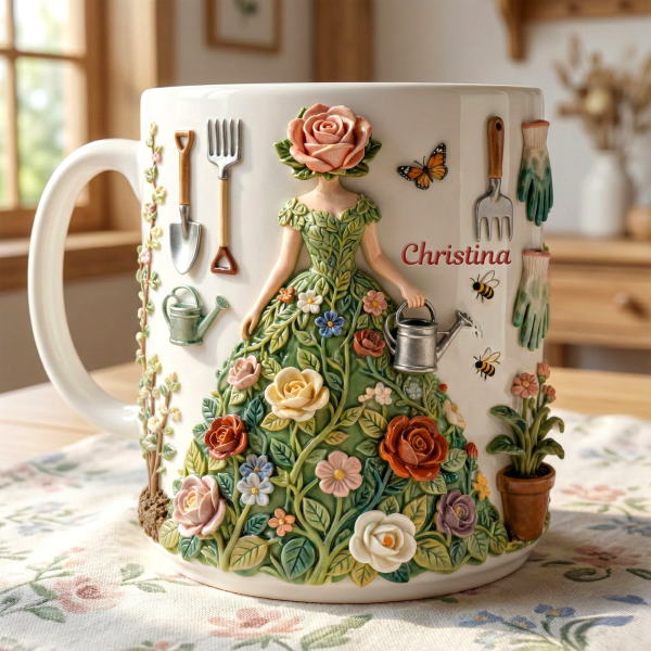 Just A Girl Who Loves Gardening - Personalized White Edge-to-Edge Mug - Gift For Garden Lovers, Her HH01