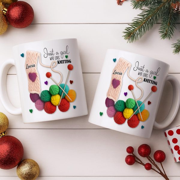 Just A Girl Who Loves Knitting - Personalized Custom Coffee Mug - HOB011_MG