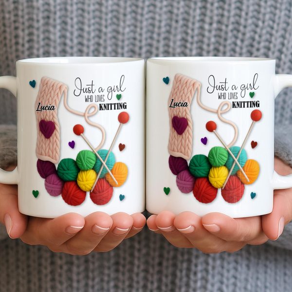 Just A Girl Who Loves Knitting - Personalized Custom Coffee Mug - HOB011_MG