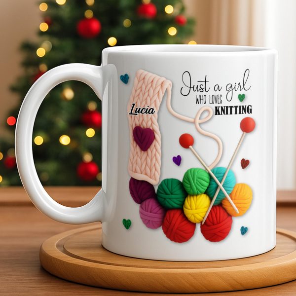 Just A Girl Who Loves Knitting - Personalized Custom Coffee Mug - HOB011_MG