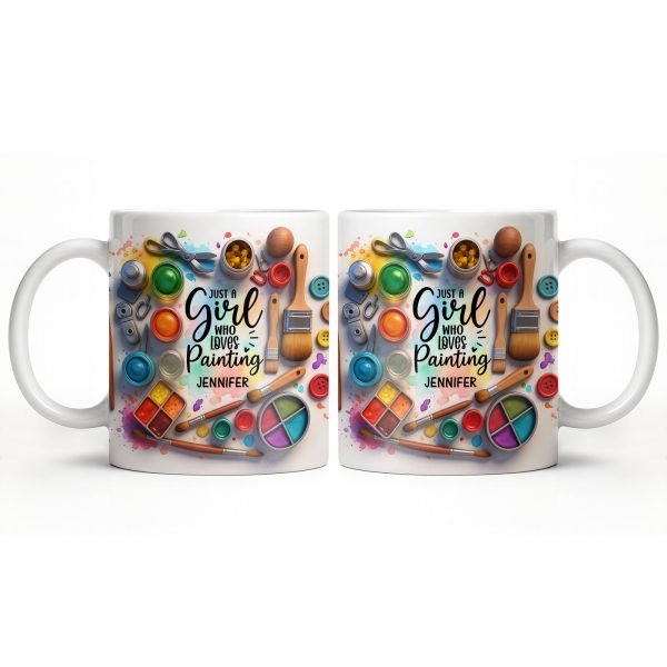 Just A Girl Who Loves Painting With Paints And Brushes - Personalized Custom Coffee Mug - HOB010_MG