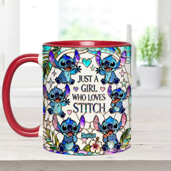 Just A Girl Who Loves Sti - Personalized Accent Mug - Gift For Her, Movie Fans HH01