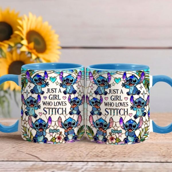 Just A Girl Who Loves Sti - Personalized Accent Mug - Gift For Her, Movie Fans HH01