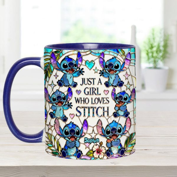Just A Girl Who Loves Sti - Personalized Accent Mug - Gift For Her, Movie Fans HH01