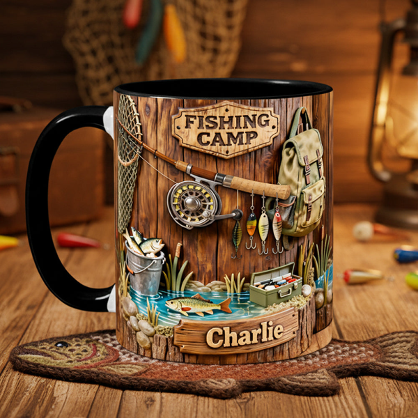 Just Loves Fishing - Personalized Accent Mug - Gift For Fishing Lovers HH01