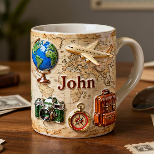 Just Loves Travelling - Personalized White Edge-to-Edge Mug - Gift For Travel Lovers HH01