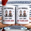 Just Married Cartoon Couple With Hearts - Personalized Custom Coffee Mug - CPL445_MG