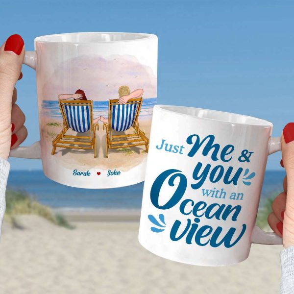 Just Me And You With An Ocean View Personalized White Mug, Gift For Couples