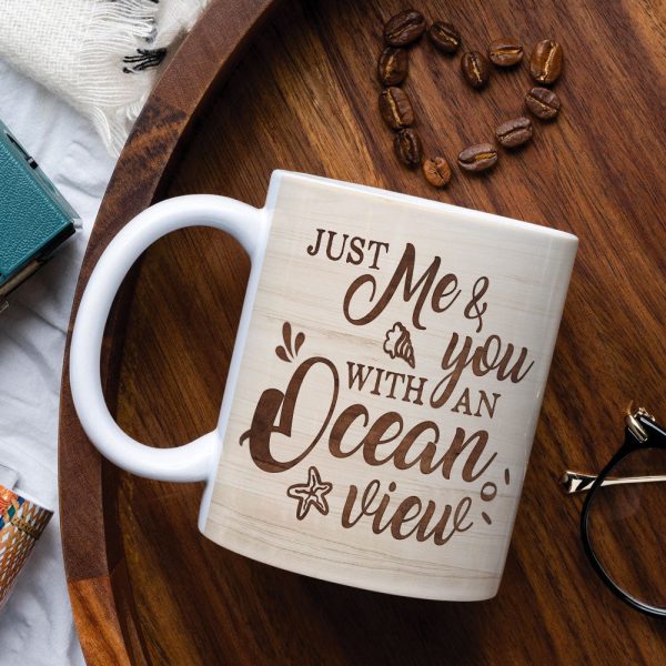Just Me & You With An Ocean View Personalized Beach Couple Mug, Gift For Couple