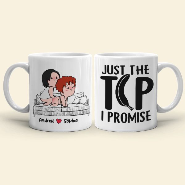 Just The Tip I Promise, Personalized Naughty Couple Mug Wine Tumbler Accent Mug, Gift For Couple