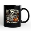 Just Waiting for Halloween Personalized Mug, Spooky Skeleton Gift with Custom Name