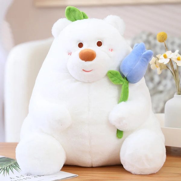 Kawaii Fat Bear Plush Toy Teddy Bear with Rose