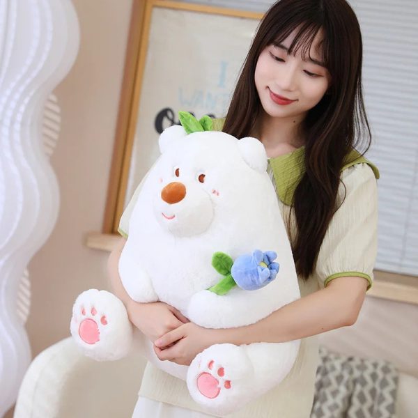 Kawaii Fat Bear Plush Toy Teddy Bear with Rose