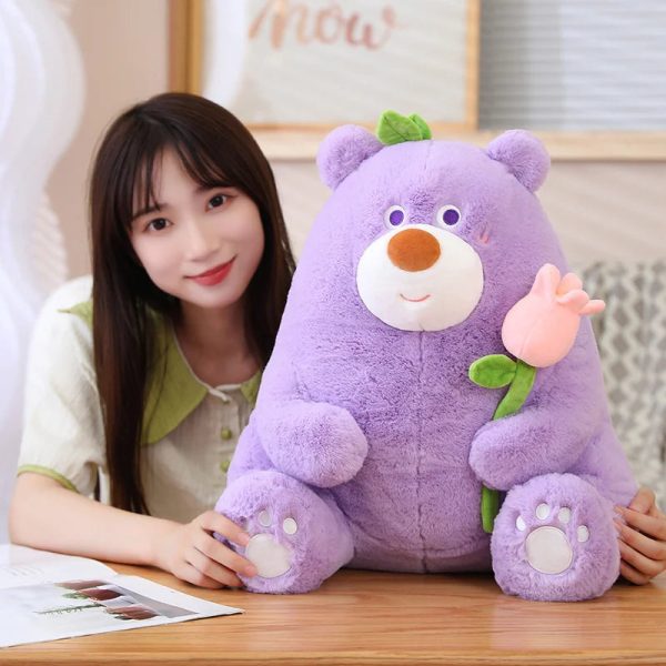 Kawaii Fat Bear Plush Toy Teddy Bear with Rose