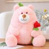 Kawaii Fat Bear Plush Toy Teddy Bear with Rose
