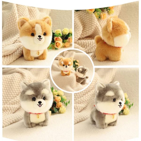Kawaii Fluffy Puppy Plush Toy - Adorable Small Chow, Corgi & Yorkie Dolls