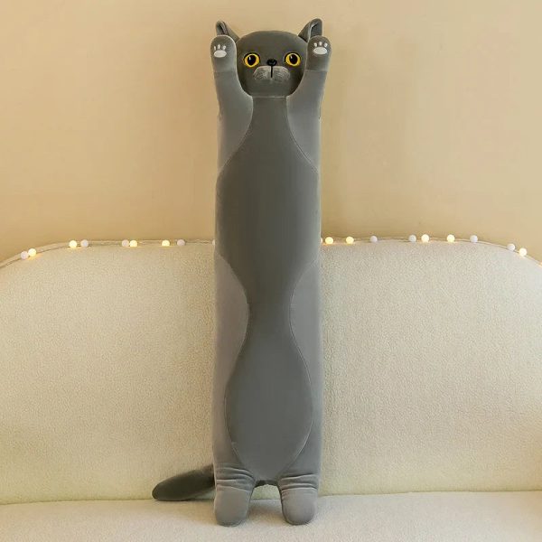 Kawaii Long Cat Plush Doll - Soft Stuffed Animal Pillow for Home Decor
