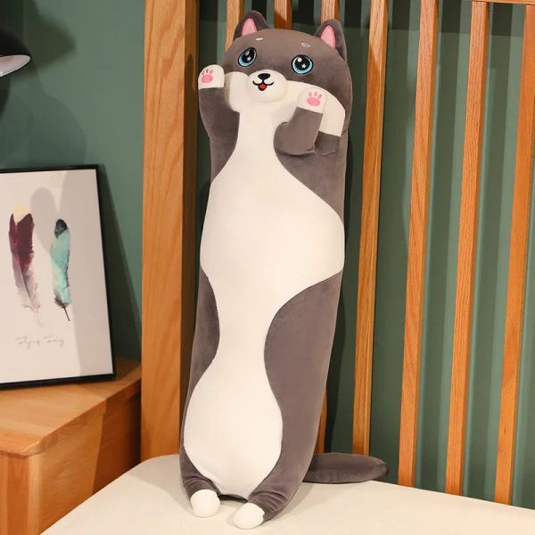 Kawaii Long Cat Plush Doll - Soft Stuffed Animal Pillow for Home Decor