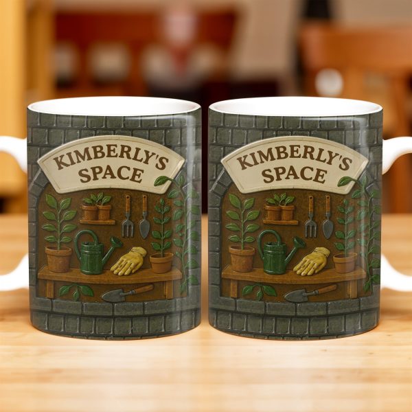 Kimberly's Space, Gardening Tools and Plants - Personalized Custom Coffee Mug - GARD002_MG