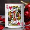 King of Hearts Card Personalized Mug, Classic Retro Love Valentine Gift with Custom Name
