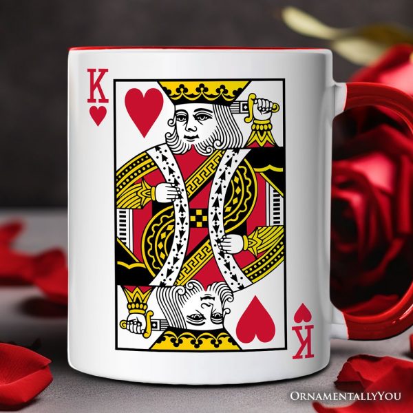 King of Hearts Card Personalized Mug, Classic Retro Love Valentine Gift with Custom Name