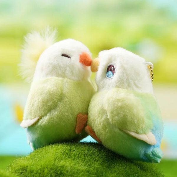 Kissing Couple Bird Plush Keychain Romantic Gift for Couples