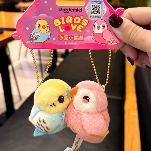 Kissing Couple Bird Plush Keychain Romantic Gift for Couples