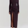 Knit Long Sleeve High Split Open Back Maxi Dress