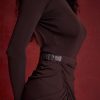 Knit Long Sleeve High Split Open Back Maxi Dress