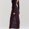 Knit Long Sleeve High Split Open Back Maxi Dress