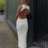 Knitted Back Hollow Out Midi Dress