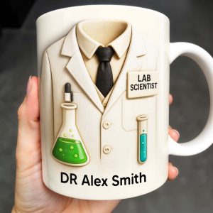 Lab Scientist, Lab Coat and Test Tubes - Personalized Custom Coffee Mug - DOC003_MG