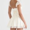 Lace Cap Sleeves Empire Waist Mini Dress