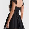 Lace Cap Sleeves Empire Waist Mini Dress