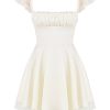 Lace Cap Sleeves Empire Waist Mini Dress