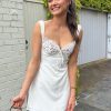 Lace Cupped Satin Mini Dress