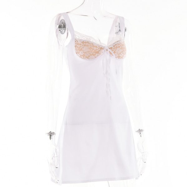 Lace Cupped Satin Mini Dress