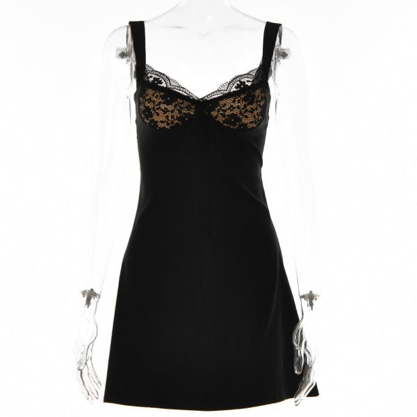 Lace Cupped Satin Mini Dress