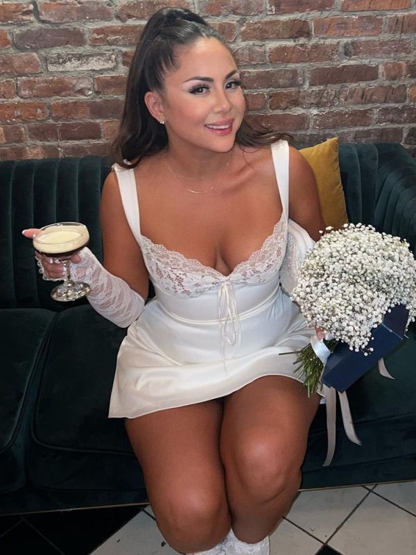 Lace Cupped Satin Mini Dress