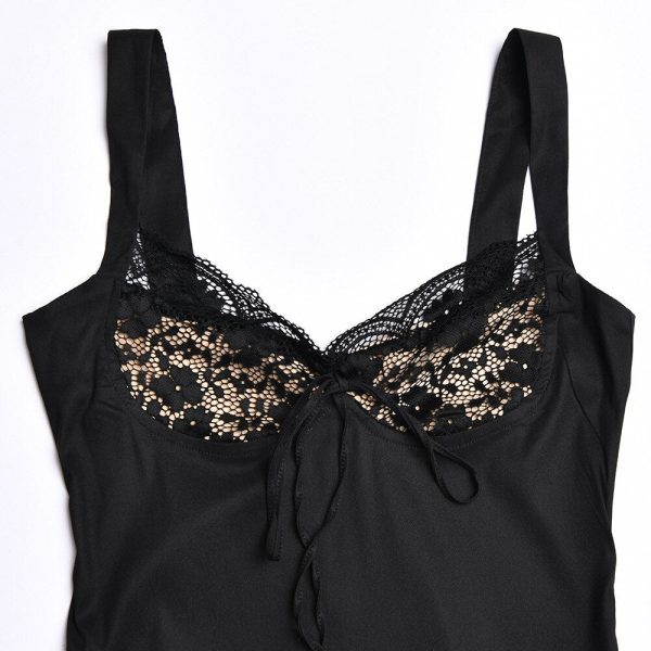 Lace Cupped Satin Mini Dress