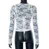 Lace Sheer Long Sleeve Cut Out Bralette Top