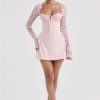 Lace Sheer Long Sleeve Mini Dresses