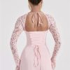 Lace Sheer Long Sleeve Mini Dresses