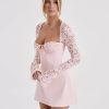 Lace Sheer Long Sleeve Mini Dresses